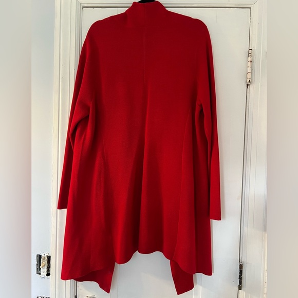 Eileen Fisher Red Open Draped Silk Blend Cardigan Size XL - Picture 2 of 6